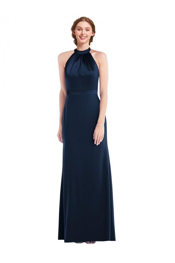 High Neck Open Back Long Maxi Bridesmaid Dress