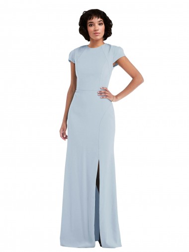 Cheap Cap Sleeve Cutout Tie Back Trumpet Bridesmaid Dress