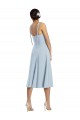 Midi Length Bustier Crepe Bridesmaid Dress with Back Bow Straps