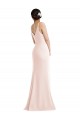 Skinny Strap Deep V-Neck Crepe Trumpet Bridesmaid Dress with Front Slit