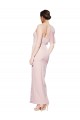 One Shoulder Tulle Overlay Sweetheart Neckline Long Crepe Bridesmaid Drss with Thigh Split
