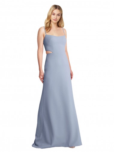 Cheap Feminine Scoop Neckline Long Crepe Slip Bridesmaid Dress 