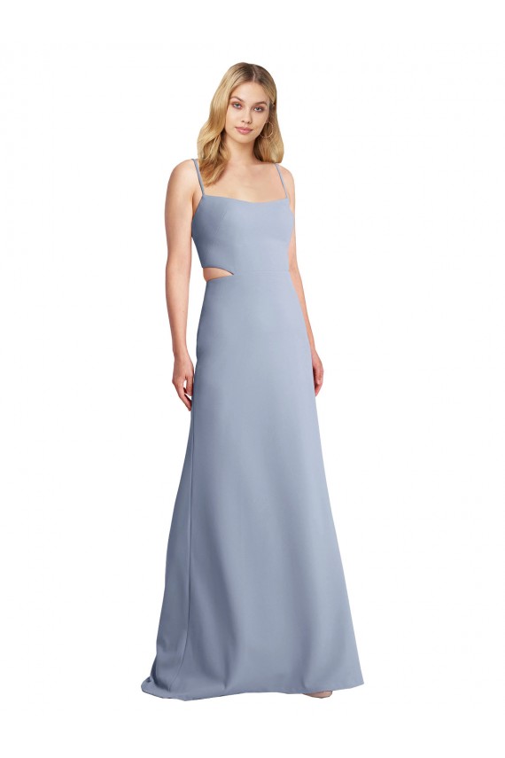 Feminine Scoop Neckline Long Crepe Slip Bridesmaid Dress 