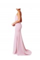 Square Neck Criss Cross Open Back Slim Crepe Bridesmaid Dress with Spaghetti Straps