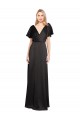 Cap Sleeves Open Back Long Stretch Satin Bridesmaid Dress