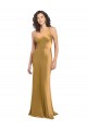 One Shoulder Long Floor Length Stretch Satin Slip Bridesmaid Dress