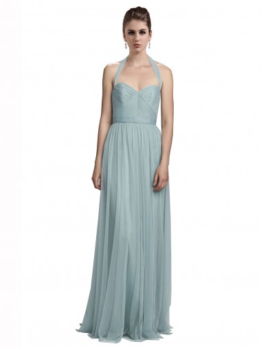 Cheap Halter Ruched Sweetheart Neckline Tulle Bridesmaid Dress