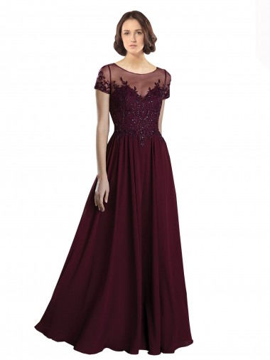 Cheap Full Length Beaded and Embroidered Tulle Bodice Long Chiffon Bridesmaid Dress