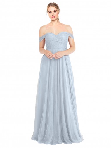 Cheap Sweetheart Neckline Off the Shoulder Tulle Bridesmaid Dress