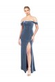Draped Sleeves Wide Scoop Neck Off the Shoulder Velvet Bridesmaid Dress