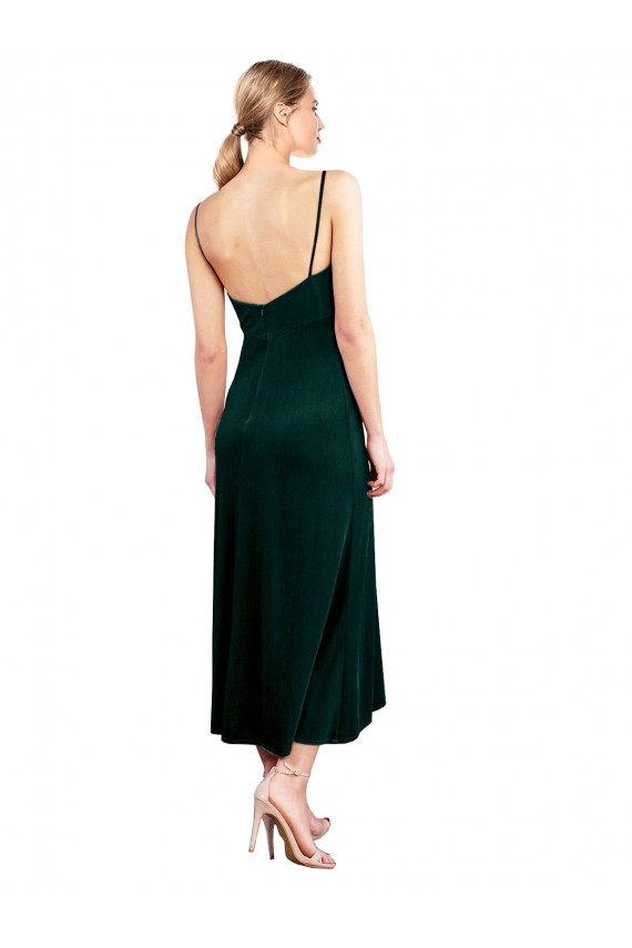 Midi Length Cowl Neck Velvet Slip Bridesmaid Dress