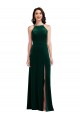 Velvet Halter Maxi Bridesmaid Dress with Front Slit