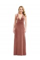 Plunging Neckline Velvet Maxi Bridesmaid Dress with Criss Cross Open Back