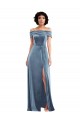 Draped Cuff Off the Shoulder Velvet Maxi Bridesmaid Dress with Pockets