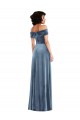 Draped Cuff Off the Shoulder Velvet Maxi Bridesmaid Dress with Pockets