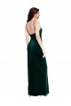 Straight Neckline Spaghetti Straps Long Velvet Bridesmaid Dress with High Side Slit