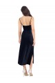 Midi Length Velvet Bridesmaid Dress with Cowl Neck and Spaghetti Straps