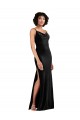 Modern Floor-Length Velvet Bridesmaid Dress with Cowl Neck and Spaghetti Straps