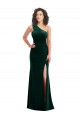 One Shoulder Velvet Trumpet Bridesmaid Dress with Front Slit