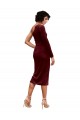 One Shoulder Fitted Short Midi Length Velvet Bridesmaid Dress