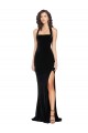 Halter Neck Wide Straps Long Velvet Bridesmaid Dress with Side Split
